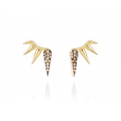 Pendientes QUEEN coñac en plata dorada 90674PDK