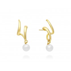 Pendientes de plata y perla trepadores 91261PD
