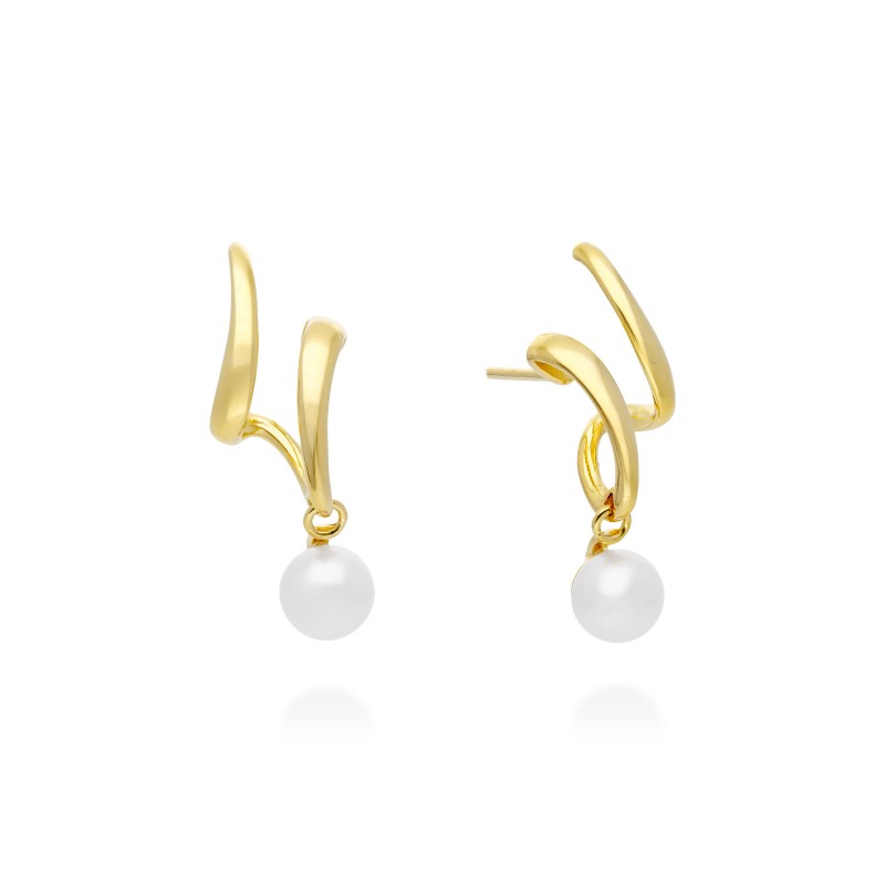 Pendientes de plata y perla trepadores 91261PD