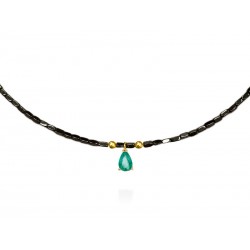 Gargantilla de oro con hematites y esmeralda A2889GAE4
