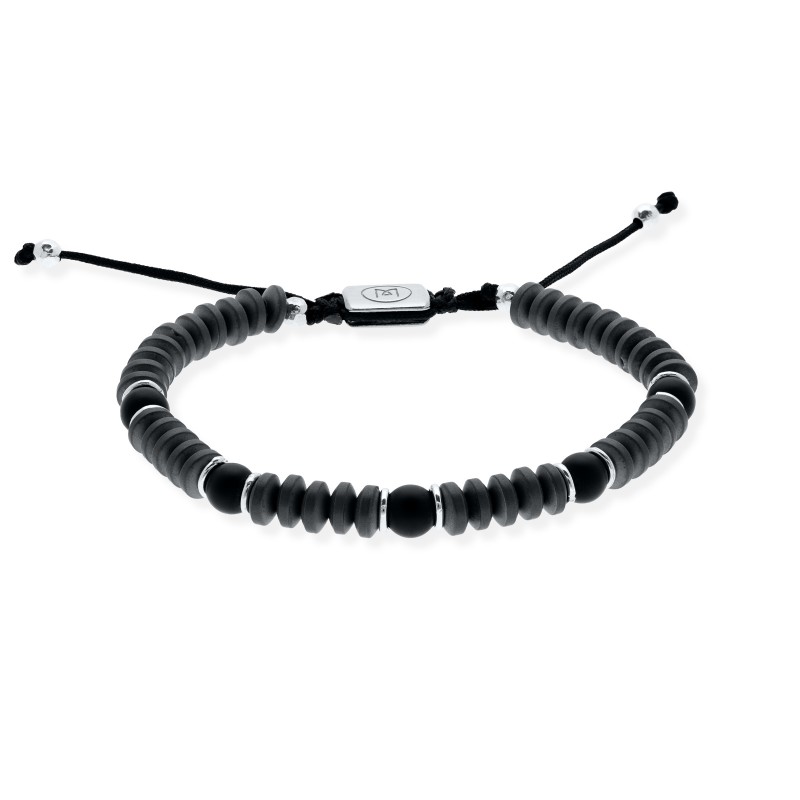 Pulsera de plata y hematite gris 91211UB