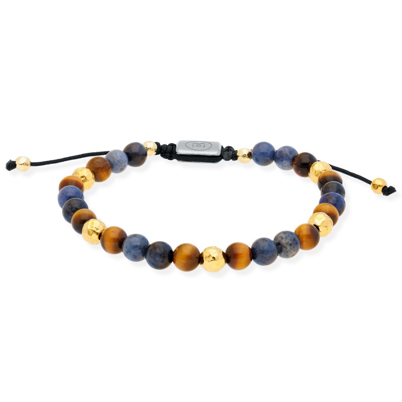 Pulsera de plata con ojo de tigre y dumortieri 91219UD