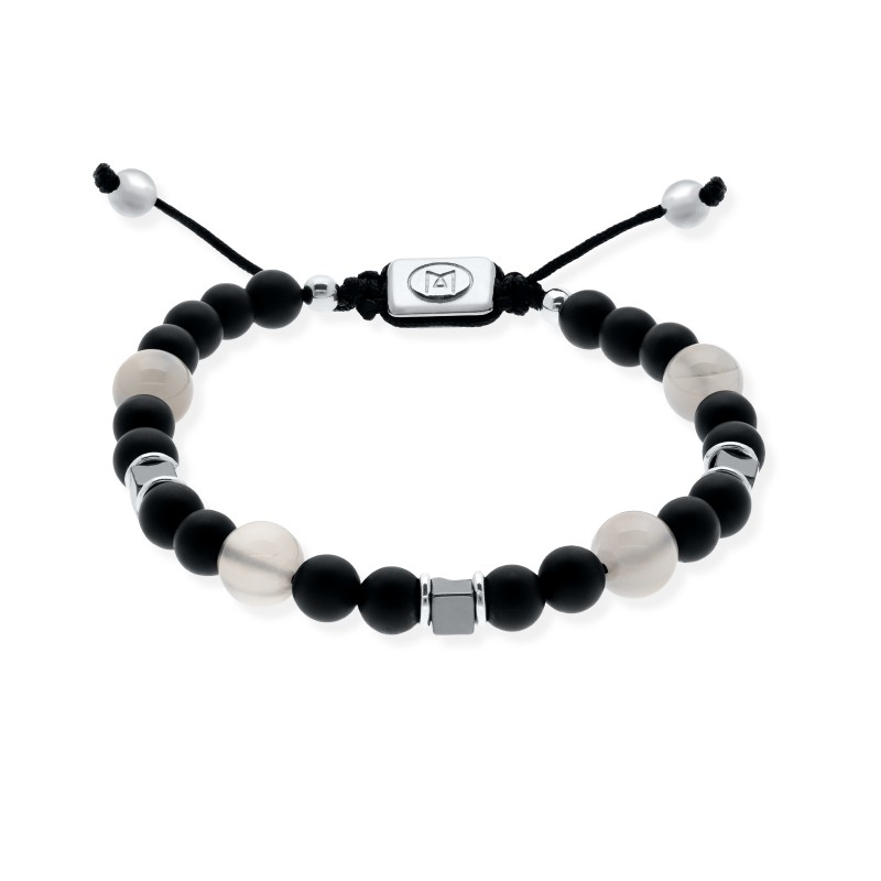 Pulsera de plata onix y piedra luna 91222UB