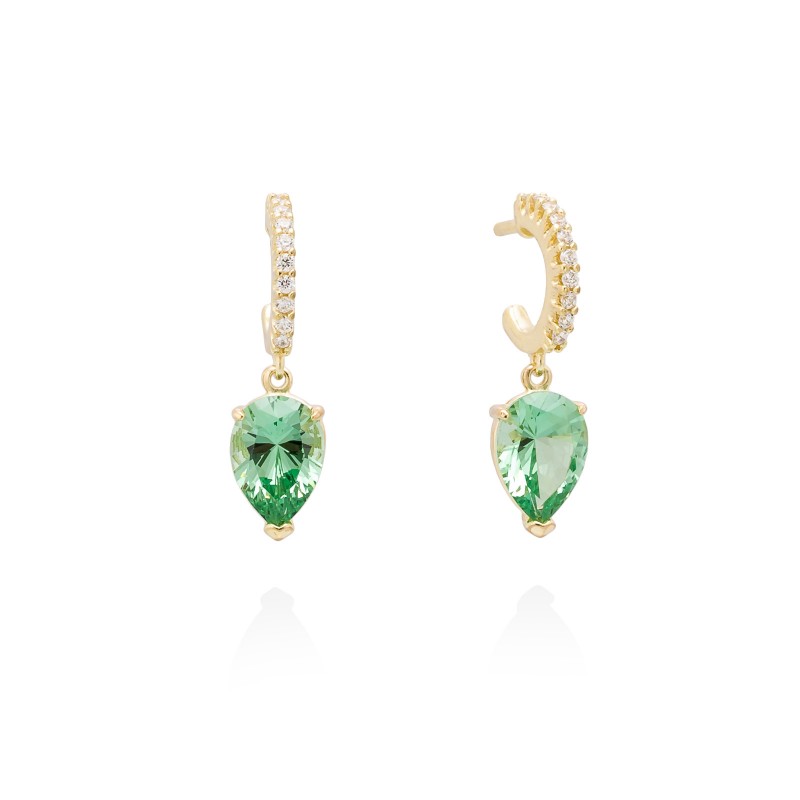 Pendientes ORLEANS verde agua en plata dorada 90773PV