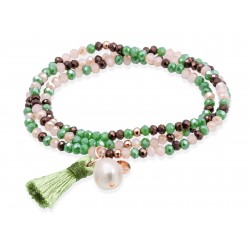 Pulsera Zen AFTER EIGHT Plata rosa, piedras verdes y perla 90906UP