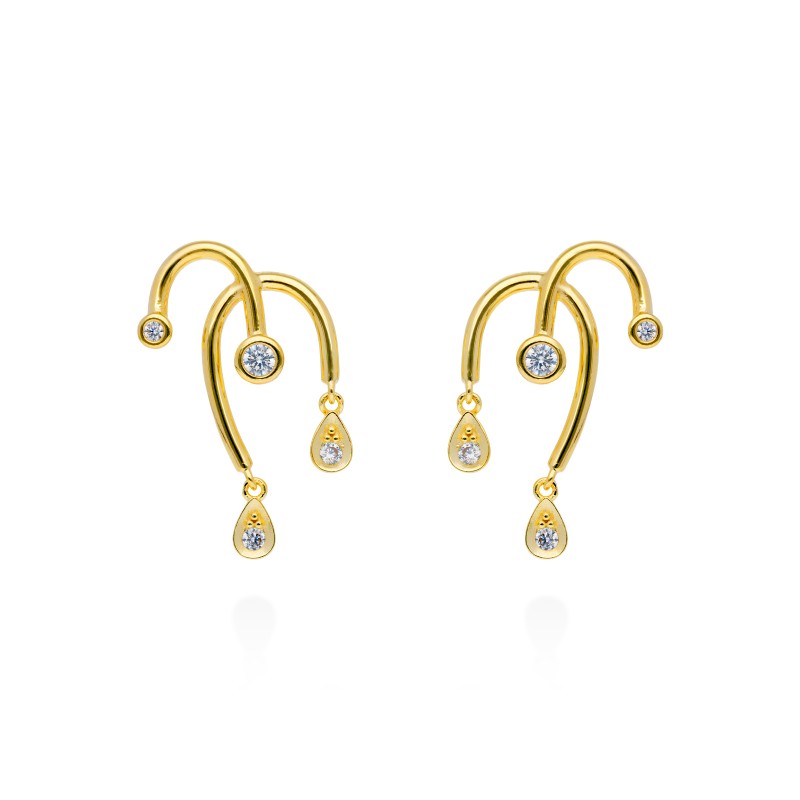 Pendientes MISTRAL piedras en plata dorada 91048PD
