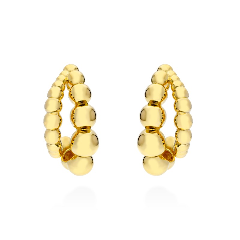 Pendientes POMPE doble  en plata dorada 91112PD