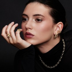 Pendientes POMPE doble  en plata dorada 91112PD