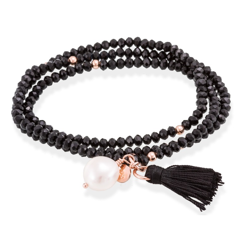 Pulsera ZEN Negro en plata Rosa 90019UPG