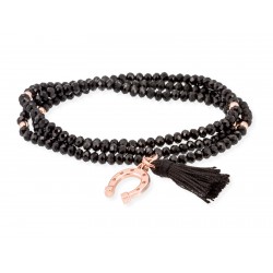 Pulsera ZEN Negro en plata Rosa 90019UH